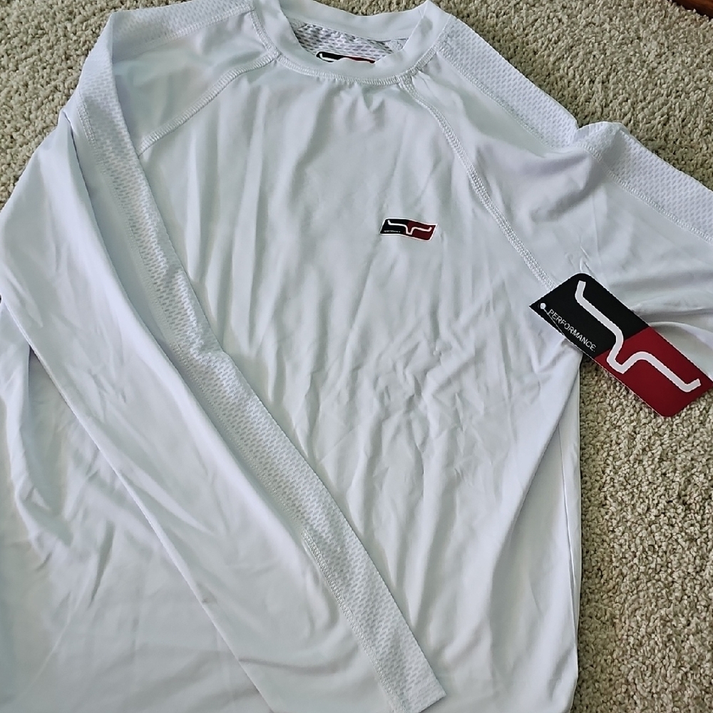 Kimes Ranch White Long Sleeve Performance Tee with Red Logo